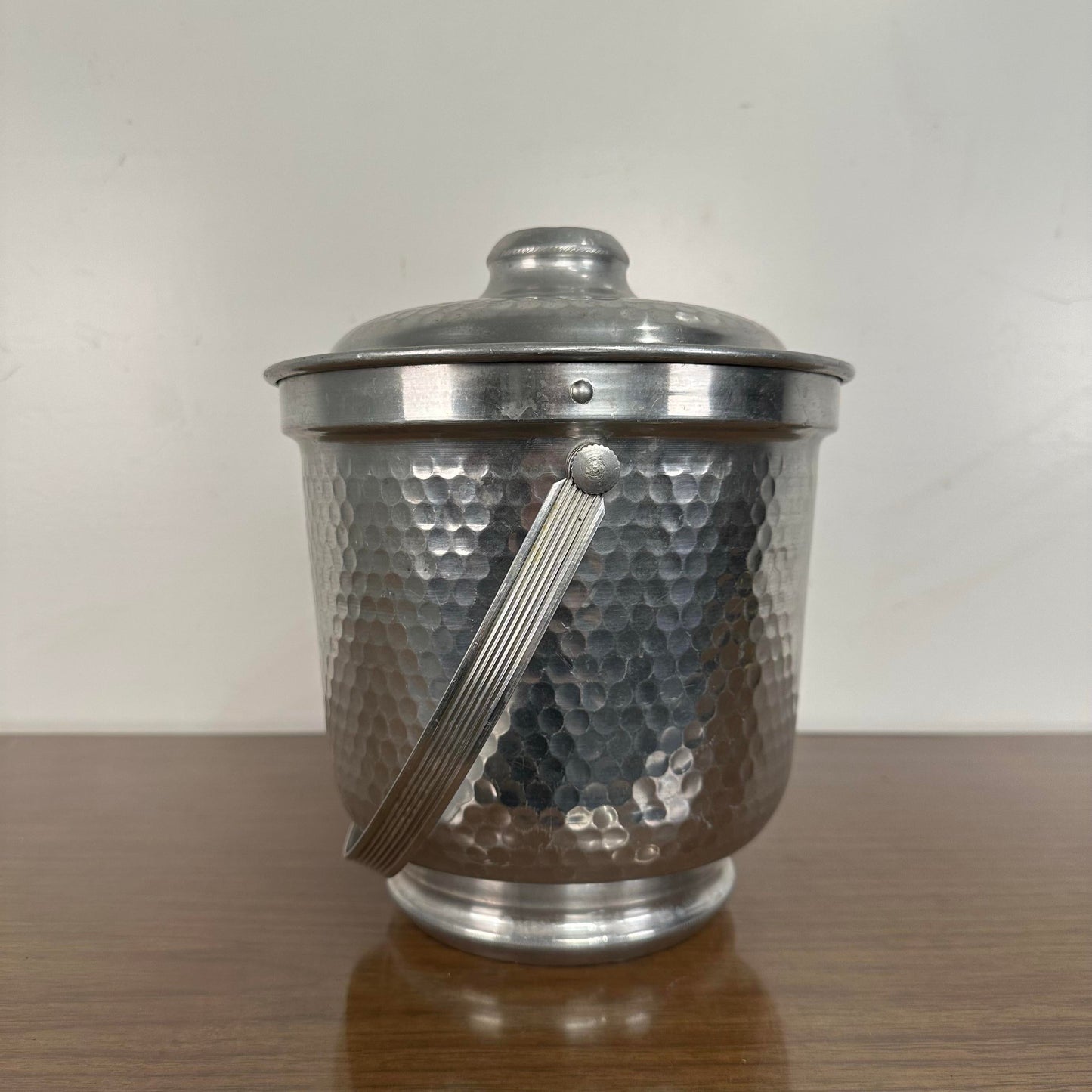Mid-Century Modern Italian Hammered Aluminum Ice Bucket