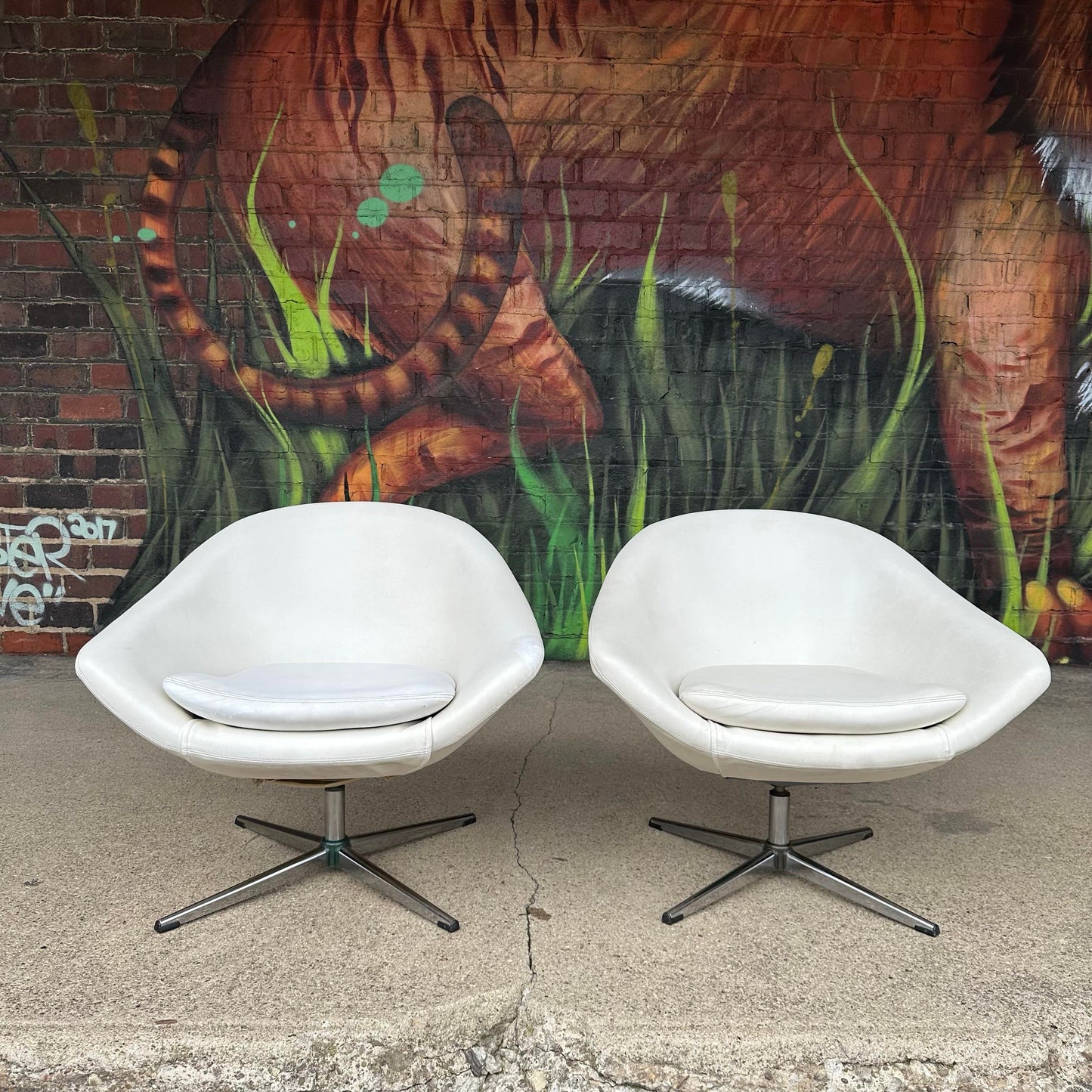 Pair of Mid-Century Modern Overman Swivel Chairs
