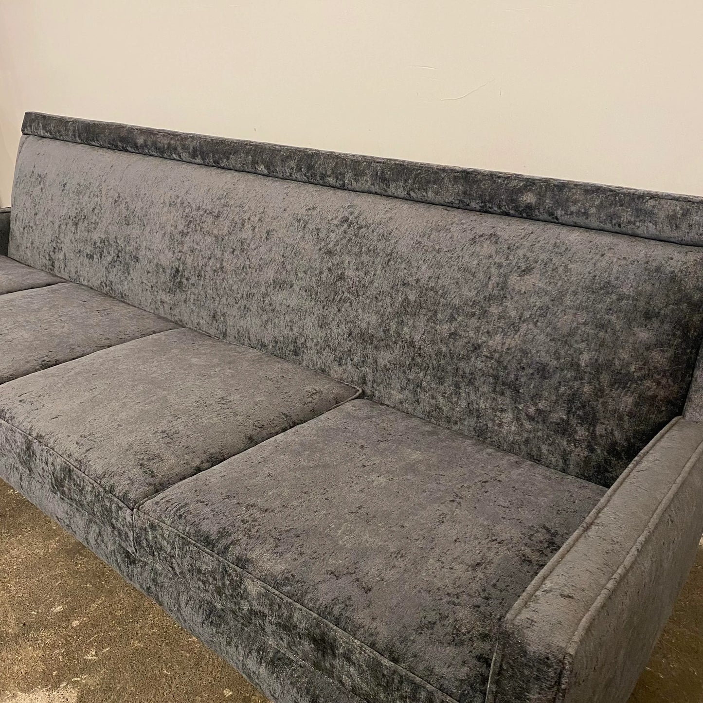 Reupholstered Mid 20th Century Paul McCobb Sofa With Walnut Legs Crypton Fabric