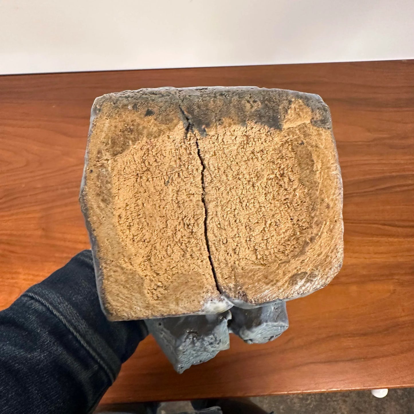 Solid Ceramic Nude Sculpture in Blue Glaze Unknown Artist