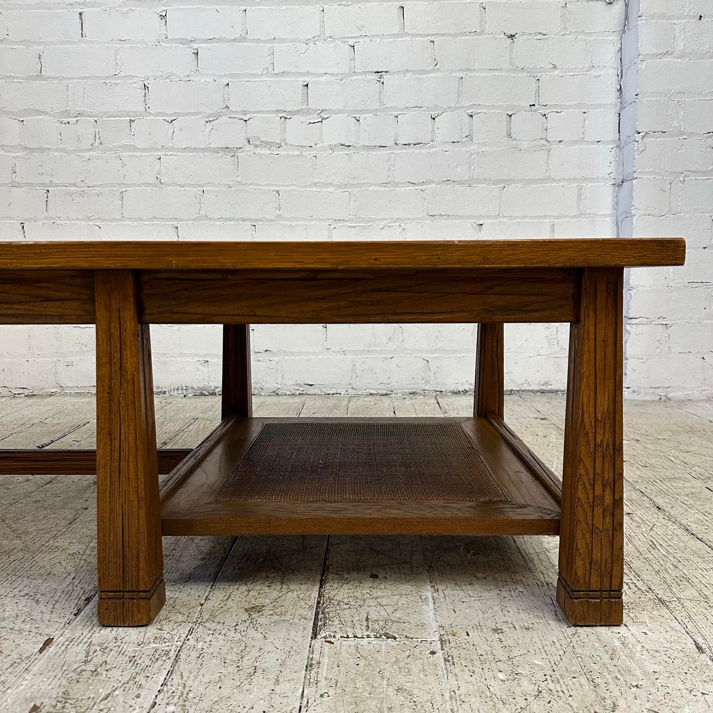 Ranch Oak Coffee Table Rectangle With Blue Tile Top