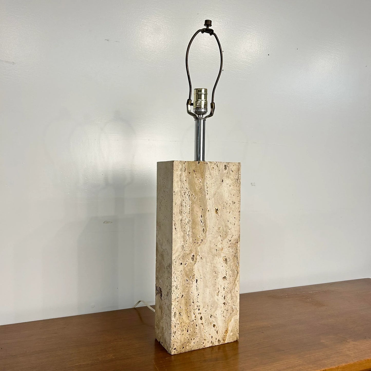 Robsjohn Gibbings Style Travertine Marble Table Lamp