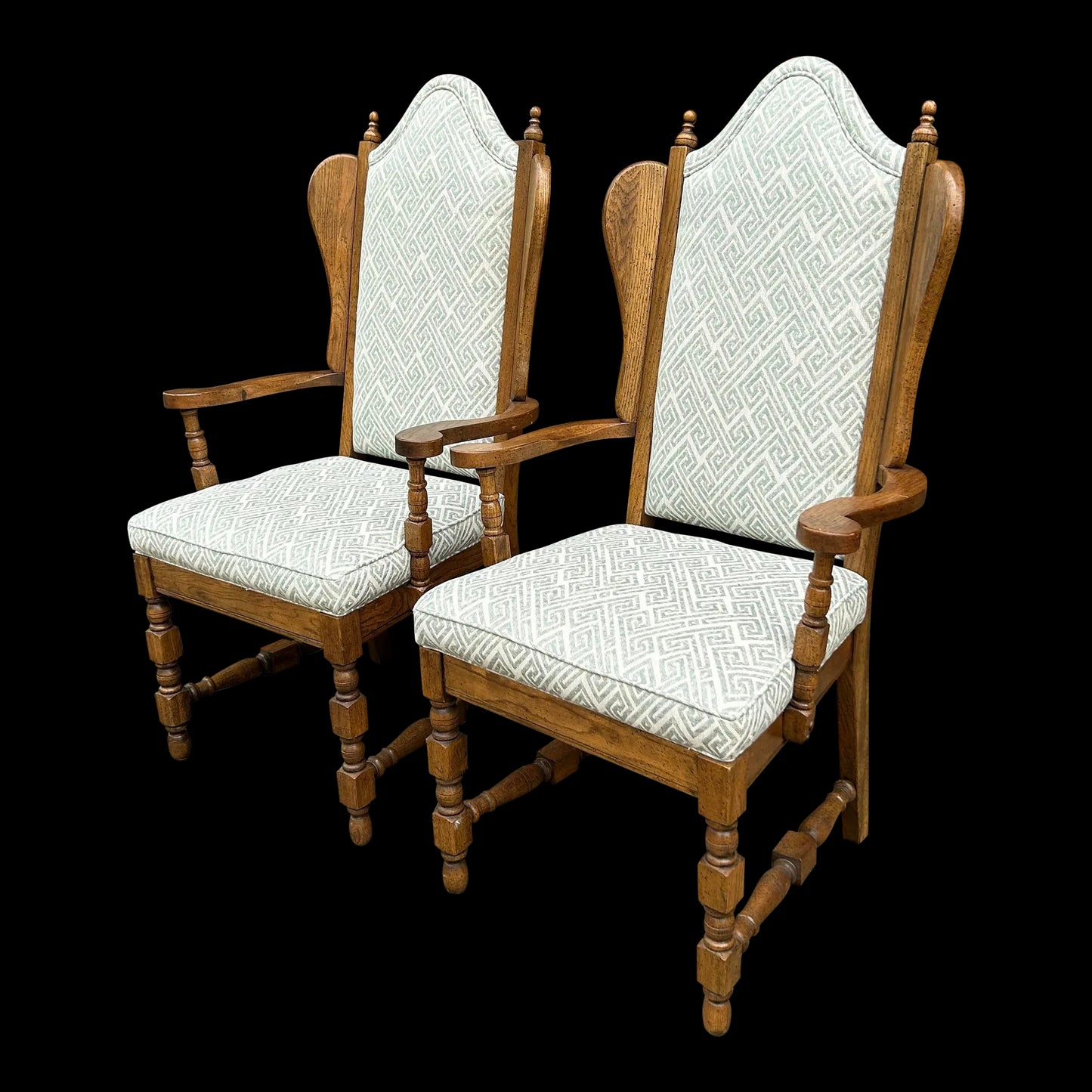 Pair of Classic Antique Wing Style Arm Chairs Recovered