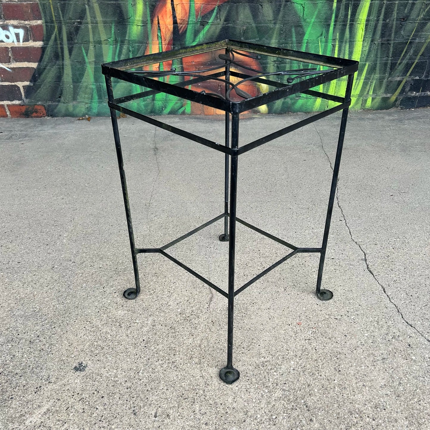 1950s Salterini Outdoor Patio Iron Tall Side Table, Attributed