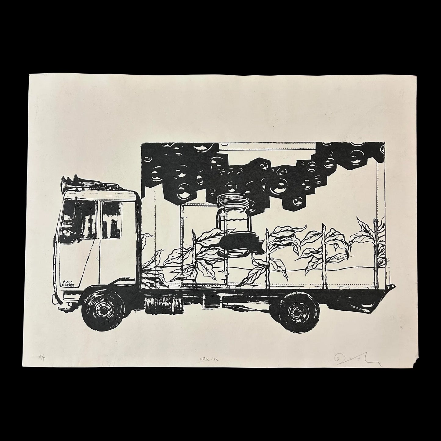 David Ellis “Mason Jar” Screen Print Ap Signed Barn Stormers