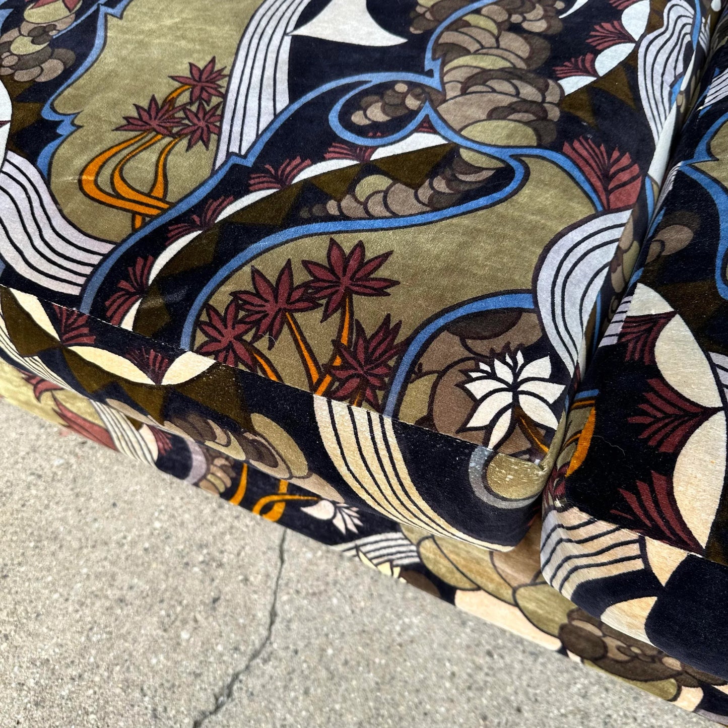 Adrian Pearsall for Craft Associates Sofa With Jack Lenor Larsen Fabric