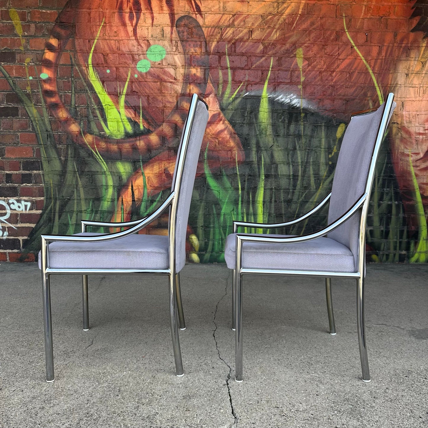 Set of 8 Pierre Cardin Style Chrome Dining Chairs Mid Century Modern