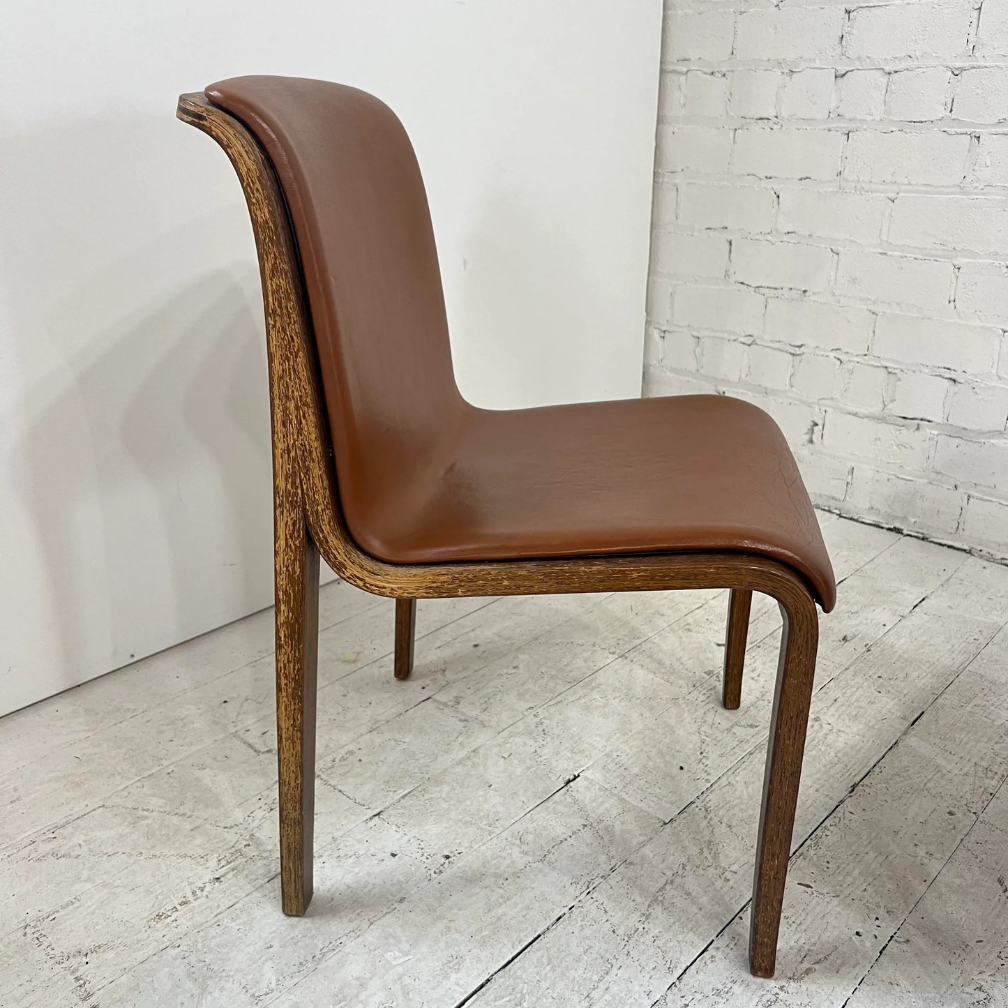 Set of 4 Bill Stephens for Knoll Leather Bentwood Chairs