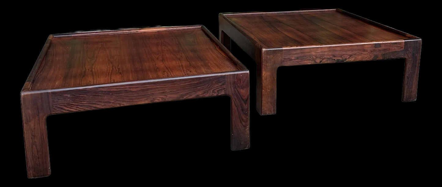 Pair of Danish Mid Century Modern Rosewood Low Profile Side Tables by Neils Eilersen for Illum Wikkelso