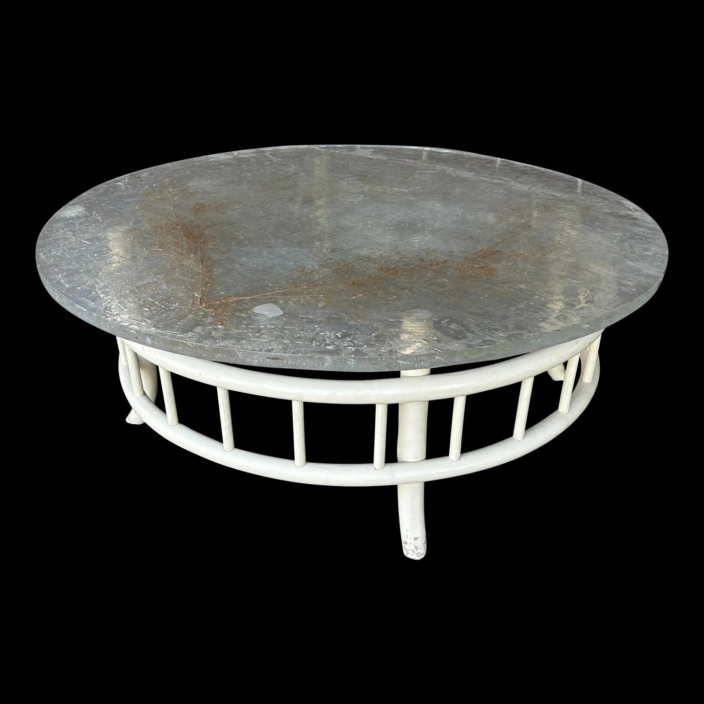 Tommi Parzinger Rattan Outdoor Round Coffee Table Willow and Reed