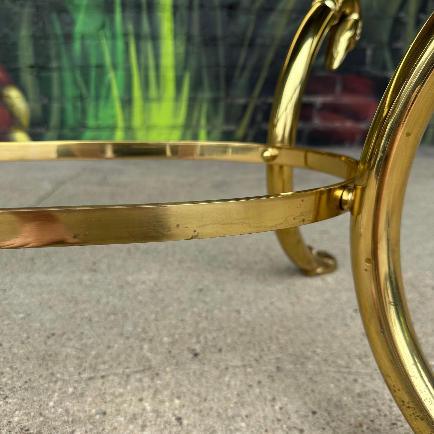Vintage Italian Swan Head Oval Coffee Table in the Style of LaBarge