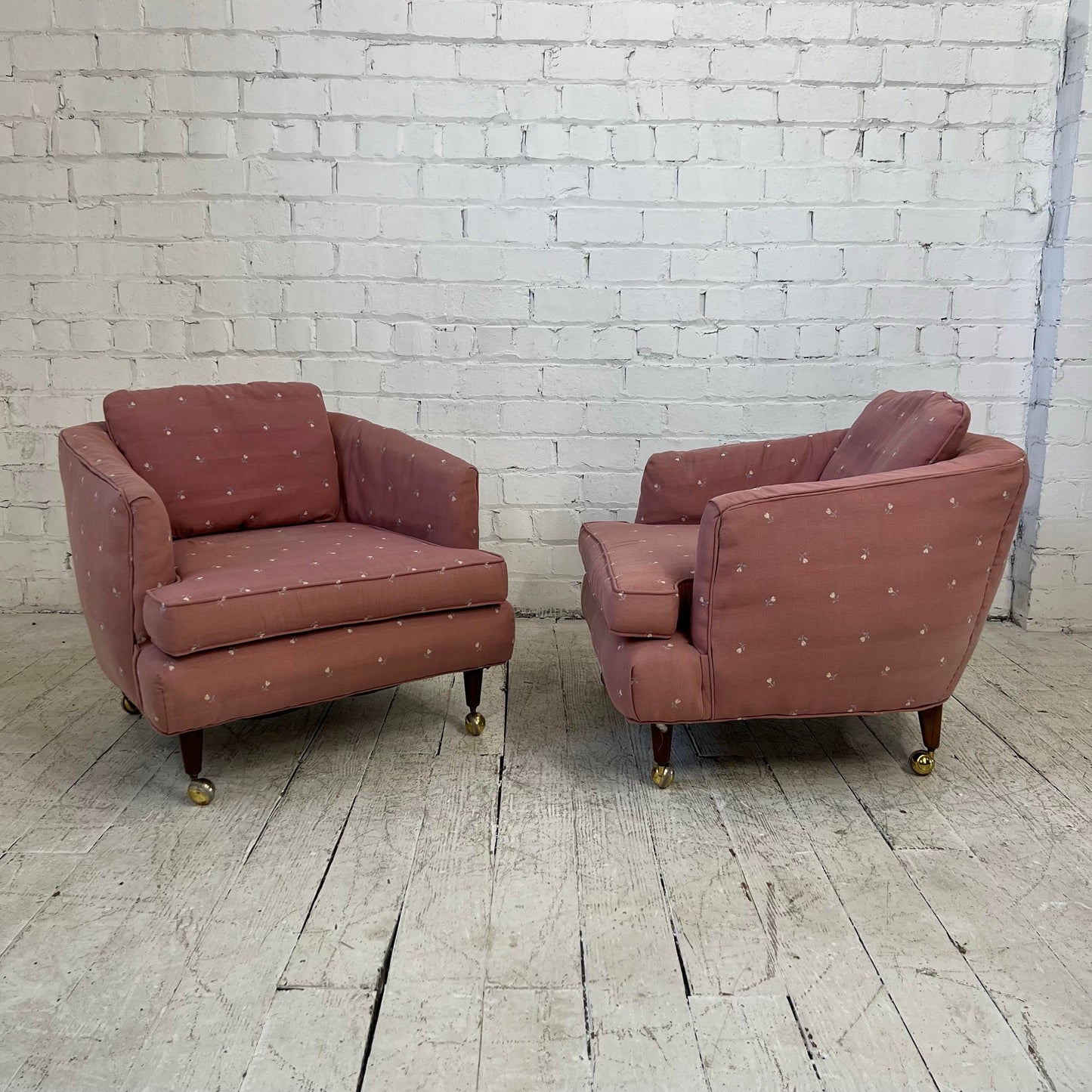 Pair of Drexel Club Chairs on Casters