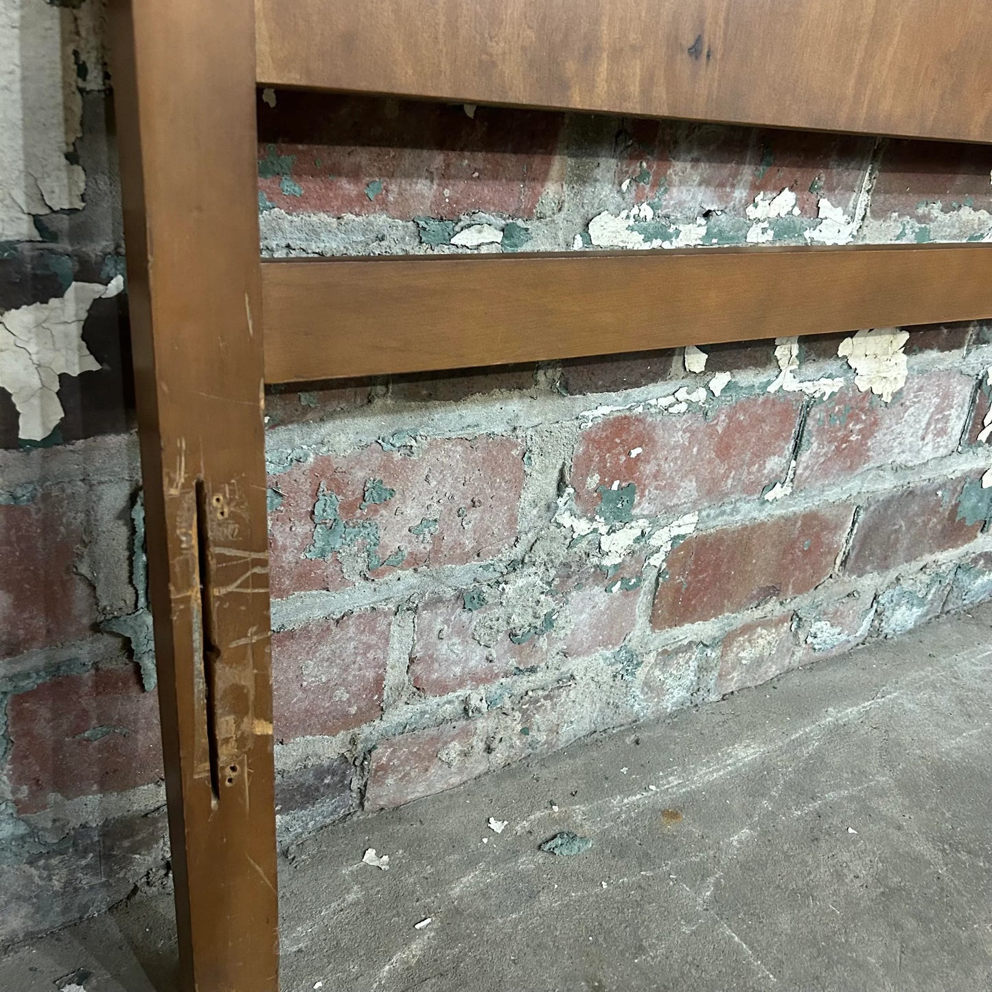 Mid Century Modern Wood and Cane Full Size Headboard