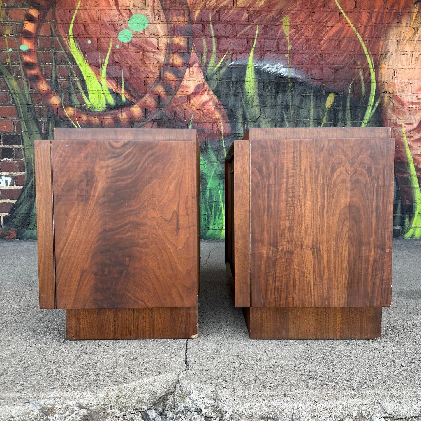 Mid-Century Modern Pair of Tobago Canadian Brutalist Nightstands