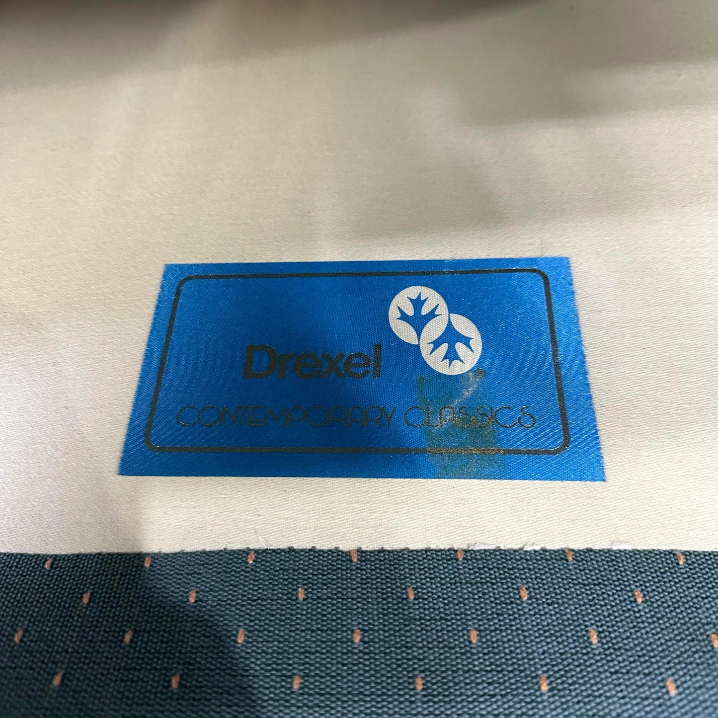 Pair of Drexel Blue Barrel Back Chairs on Casters