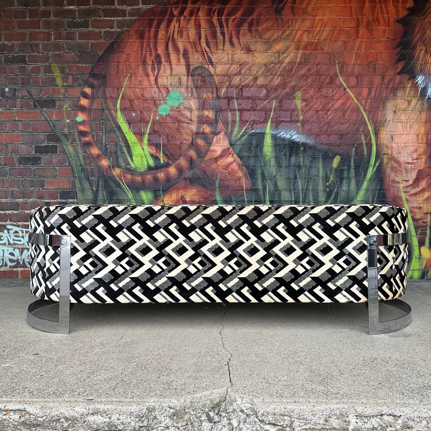 Mid-Century Modern Chrome Sofa by Flair in the Style of Milo Baughman