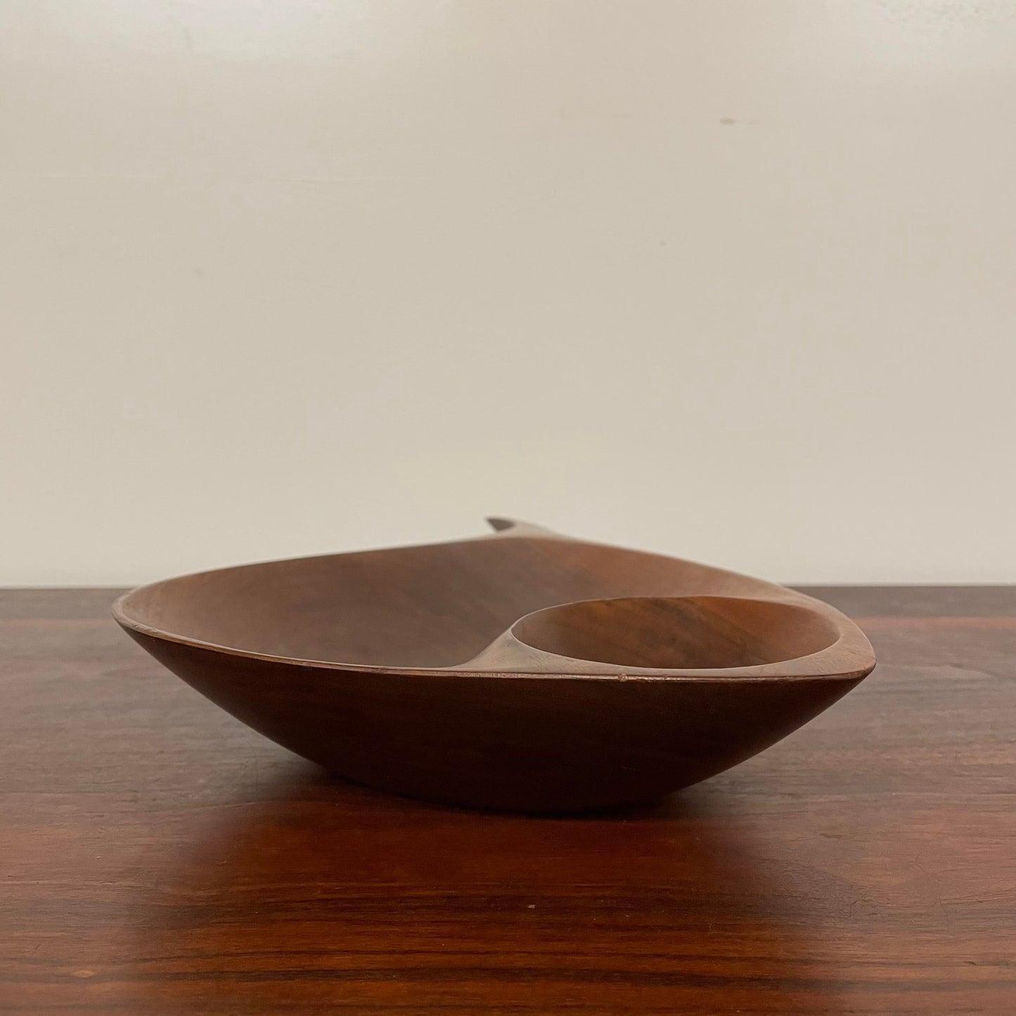 Mid-Century Modern Emil Milan Wooden Walnut Bowl