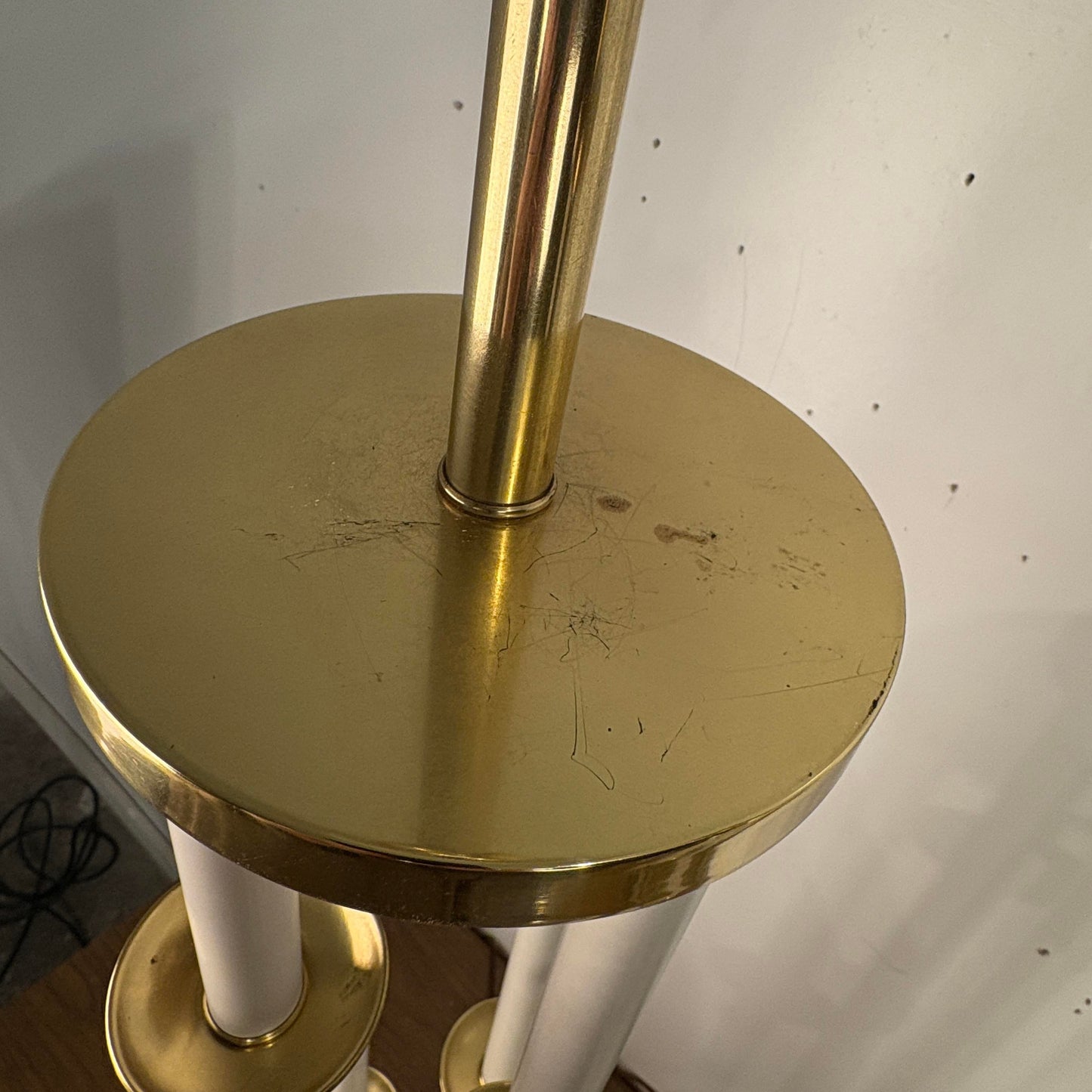 Pair of Colonial Premier Tall Brass and Marble Candelabra Style Table Lamps in the Style Tommi Parzinger