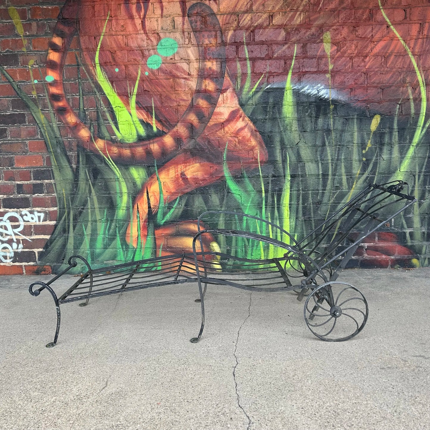Wrought Iron Salterini Chaise Patio Lounge Chair