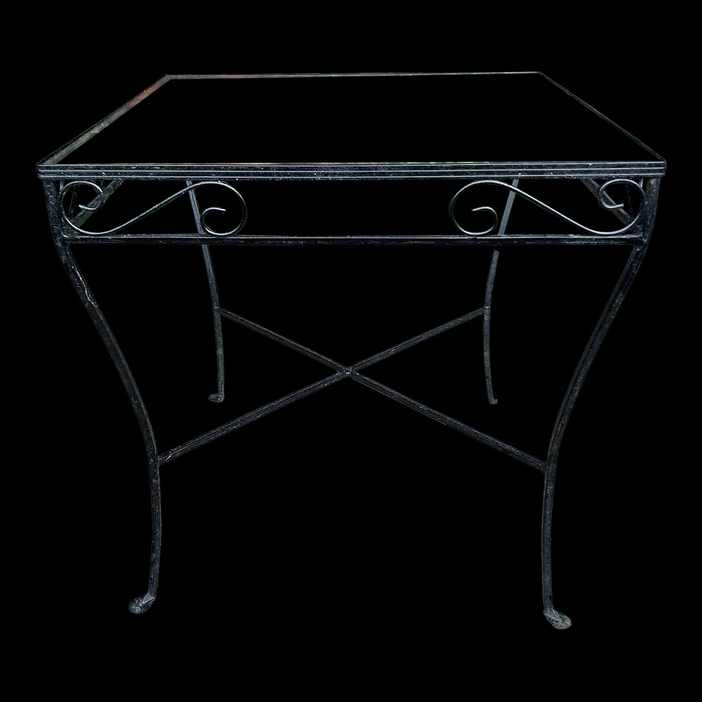 Early 21st Century Salterini Outdoor Patio Iron and Glass Square Dining Table, Attributed