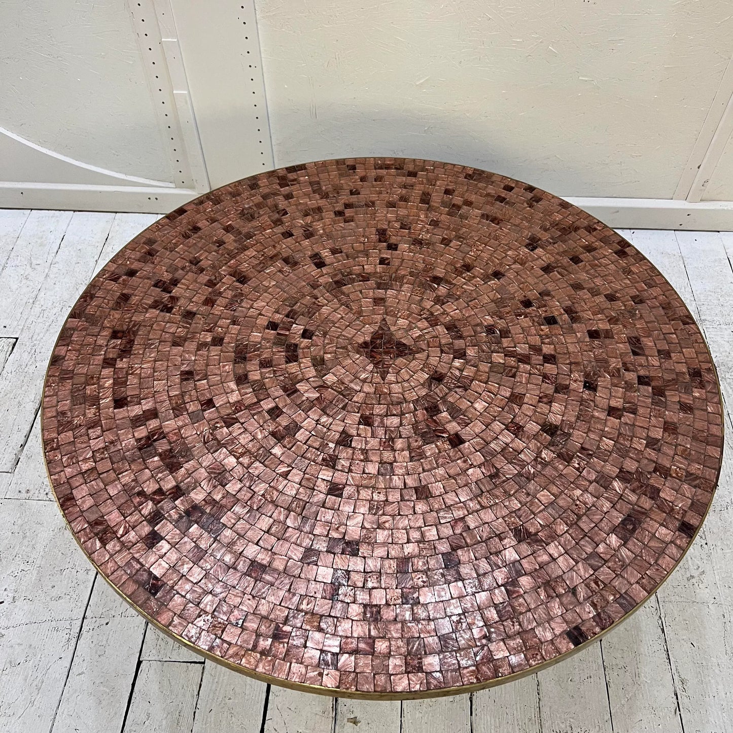 Mosaic Glass and Brass Table Kagan Dunbar Style