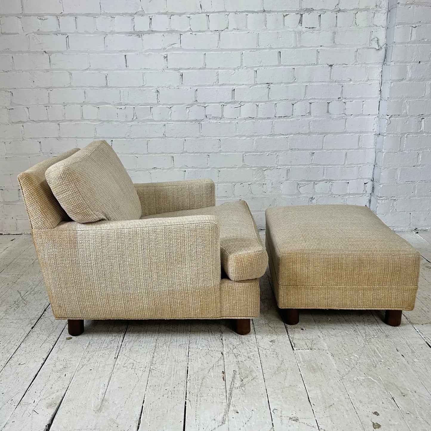 Mid Century Modern Lounge Chair With Ottoman Selig Needs Recovered