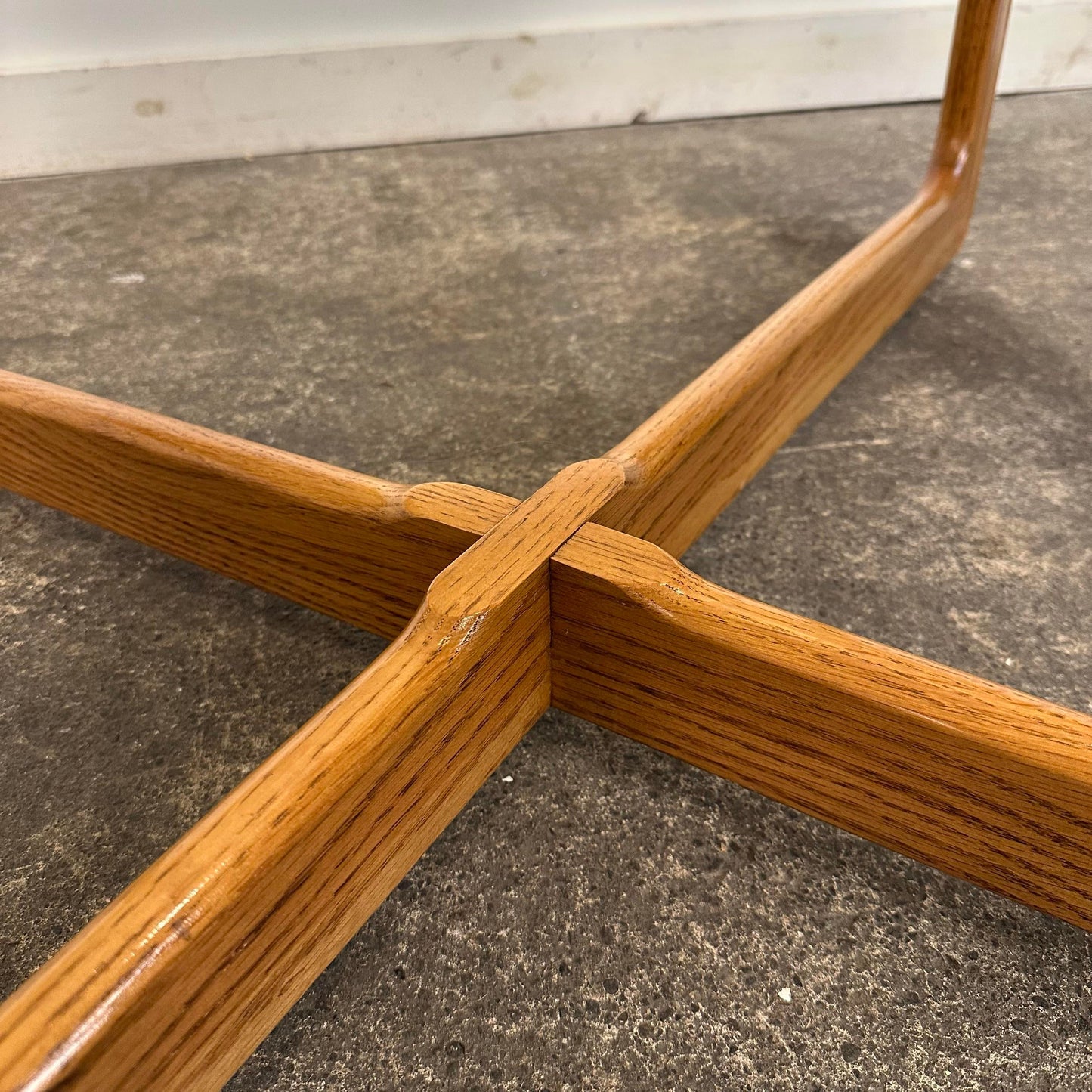 Mid Century Modern Lane Perception Smoked Glass Top and Oak Coffee Table