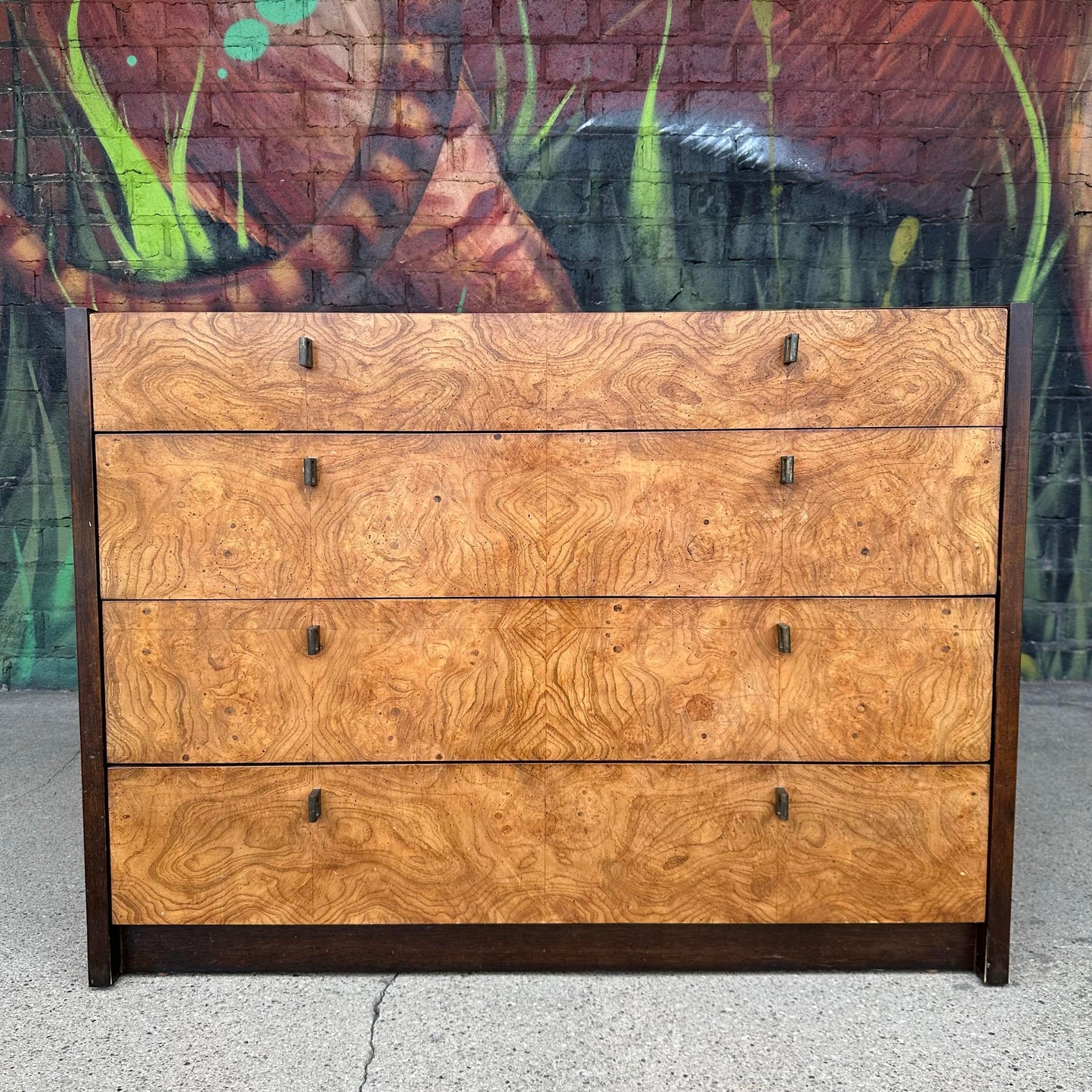 Century Furniture Burlwood and Brass Petit Chest of Drawers