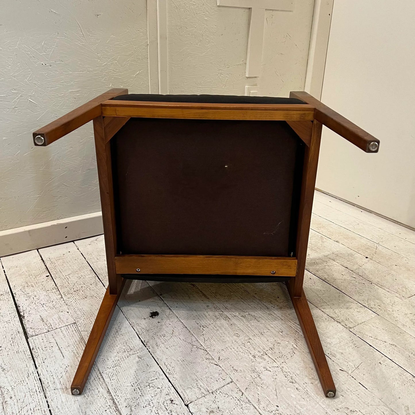 Jens Risom Designed Midcentury Pair of Arm Chairs Covered in Black Fabric