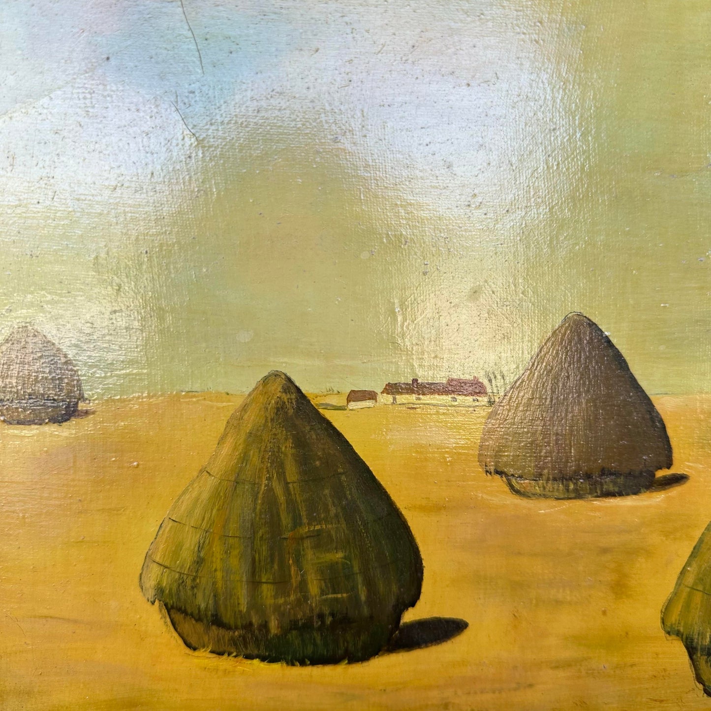 Framed Surrealist Oil Landscape Painting Signed Walle