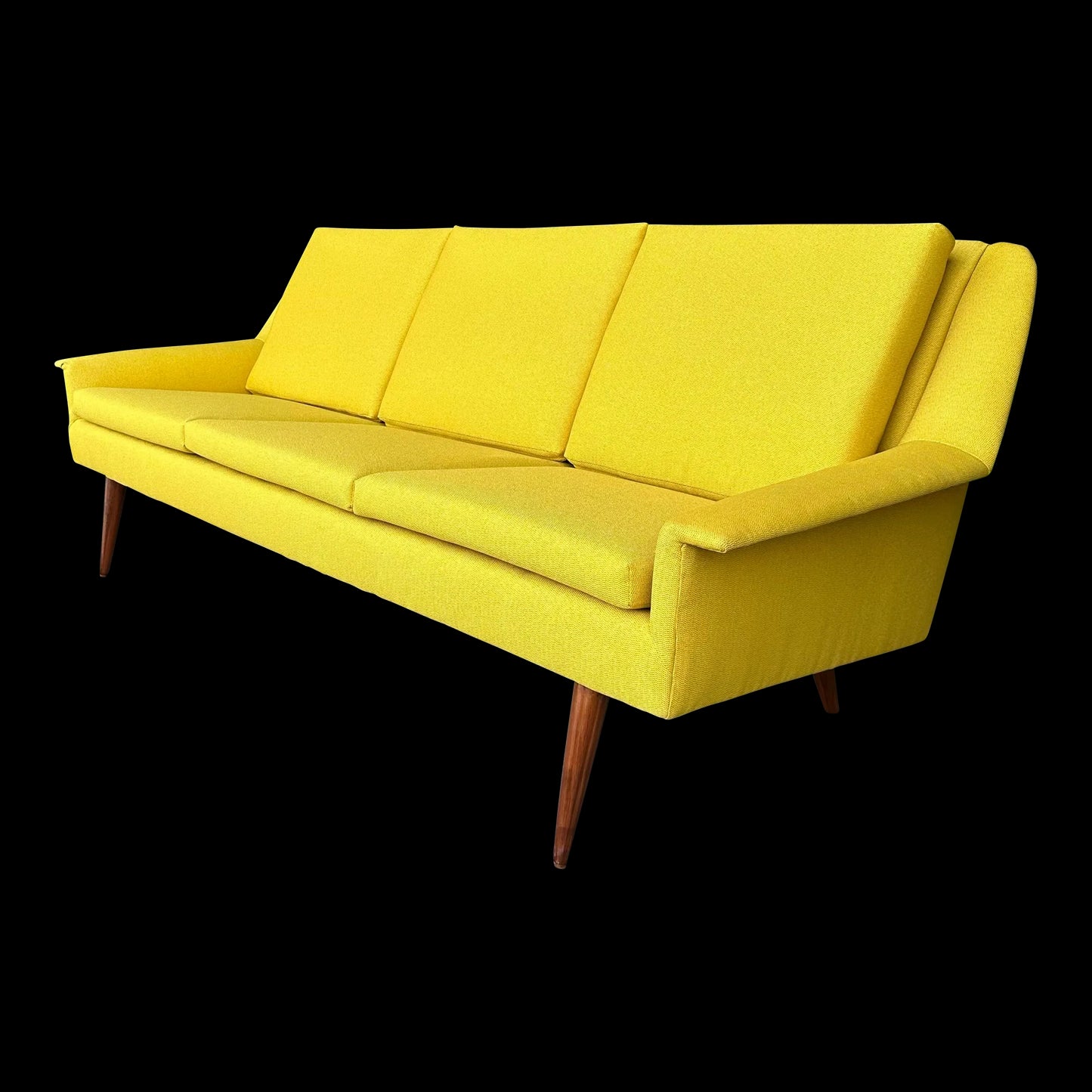 Reupholstered and Refinished Yellow Dux Sofa