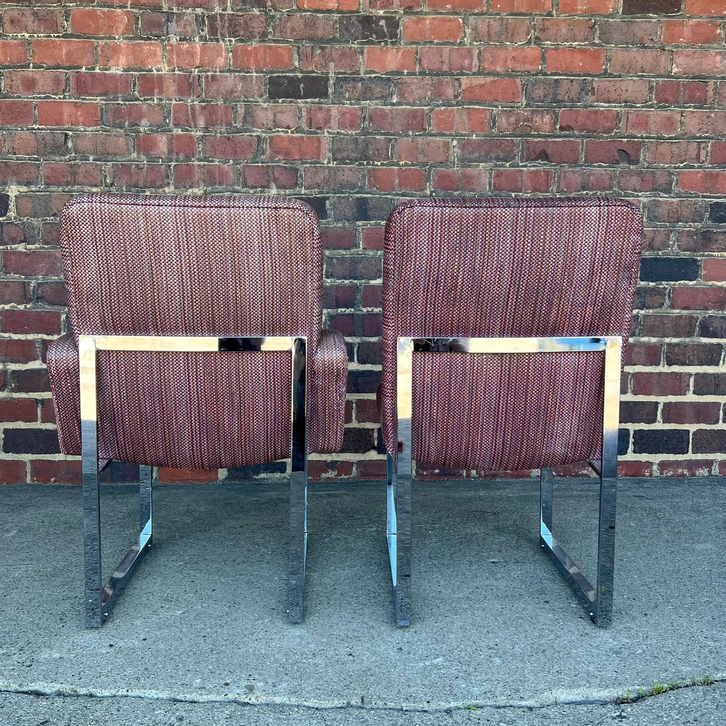 Set of 6 Thayer Coggin Chrome Dining Chairs on Hidden Wheels