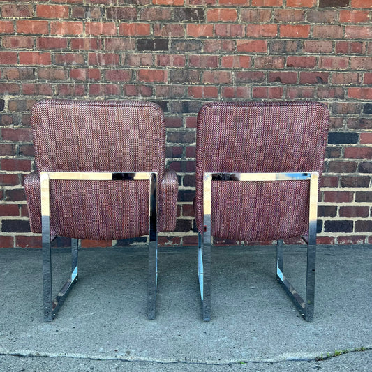 Set of 6 Thayer Coggin Chrome Dining Chairs on Hidden Wheels