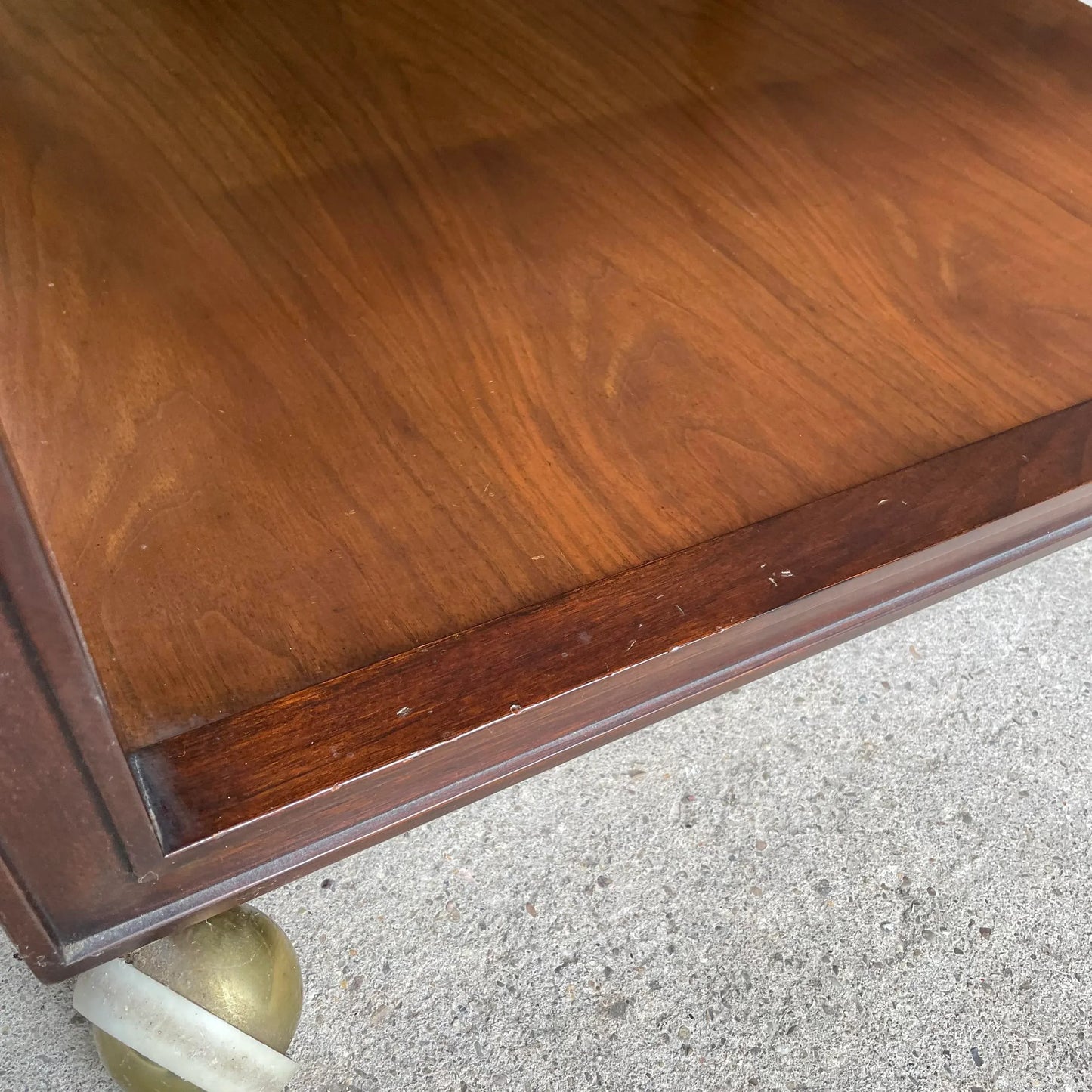 Dunbar End Table on Casters Side Table Rosewood Pull Brass Walnut