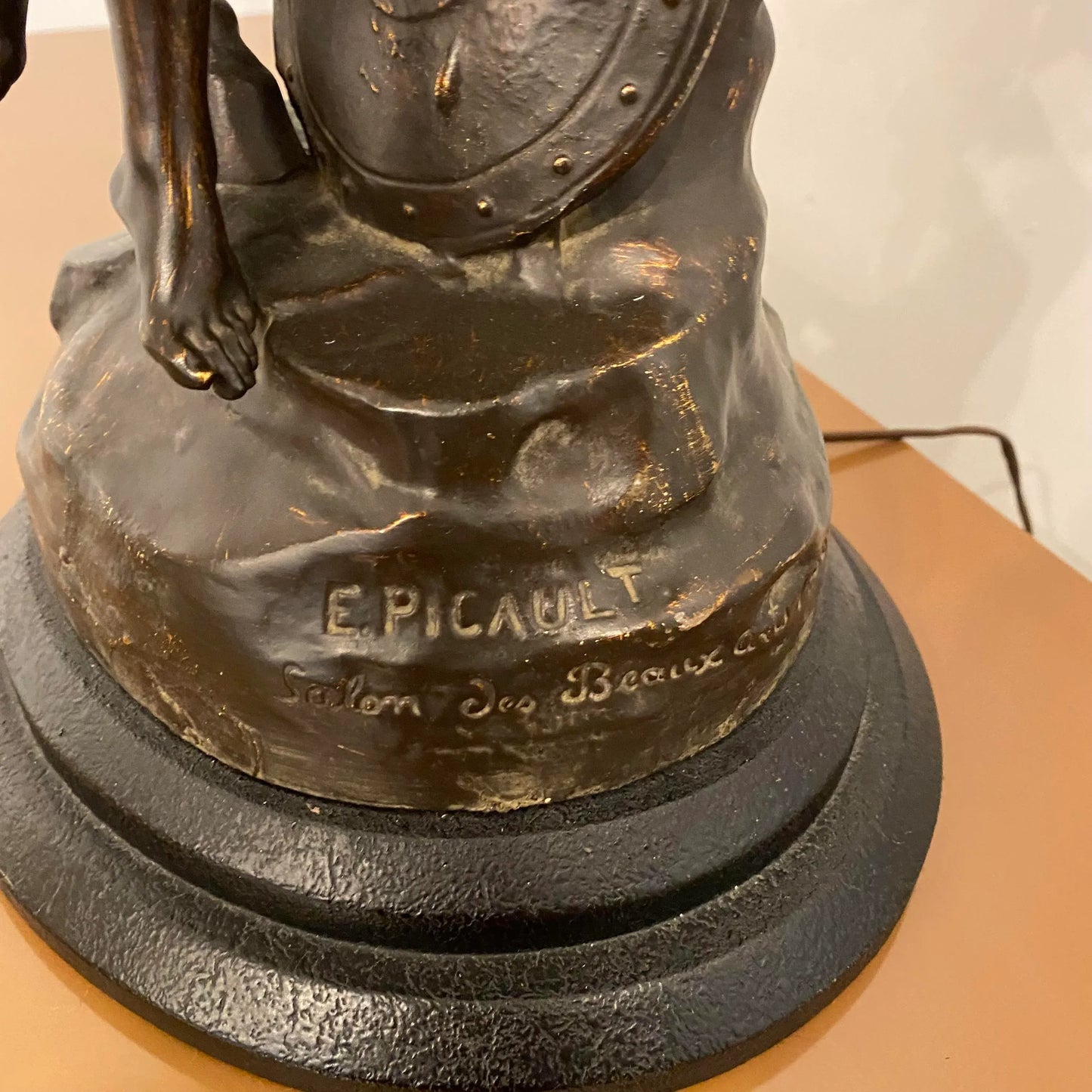 Emile Picault Bronze Sculpted Pegasus Lamp