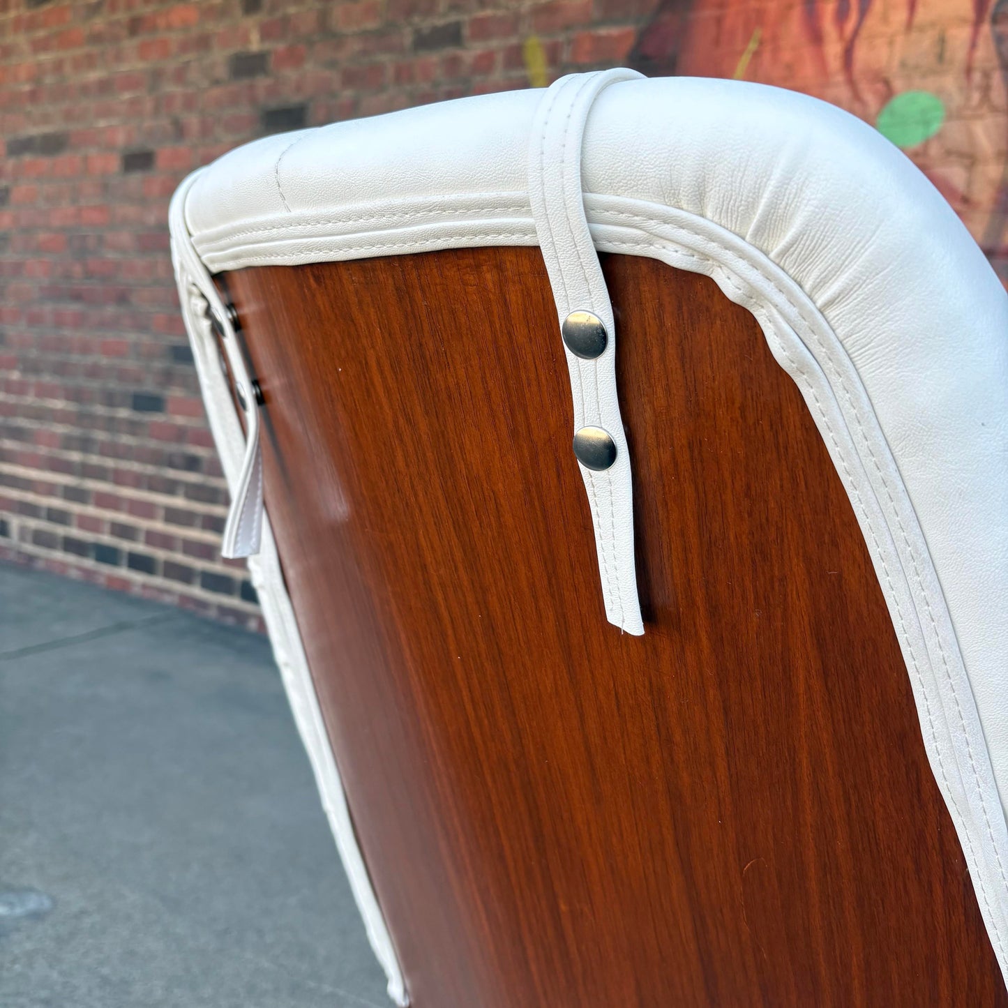 Mid Century Modern Plycraft Style Lounge Mr. Chair Newly Upholstered in White Leather