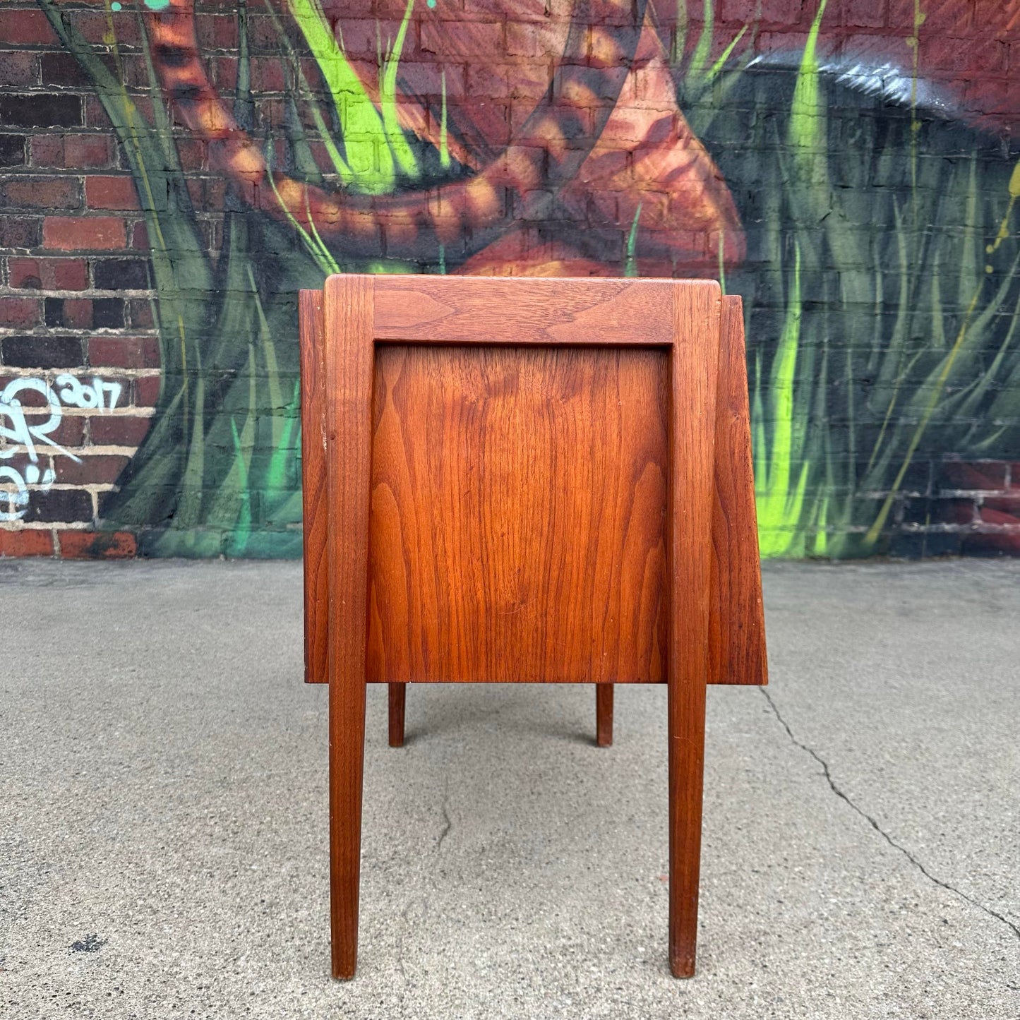 Jens Risom Danish Mid-Century Fall-Front Walnut Bedside Table
