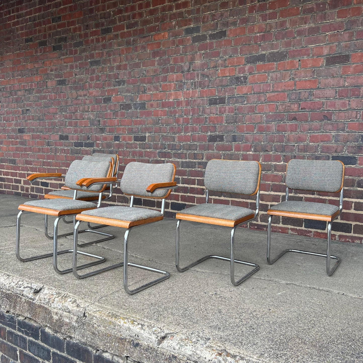 Cantaliver Cesca Style Chrome and Bentwood Set of 6 Chairs