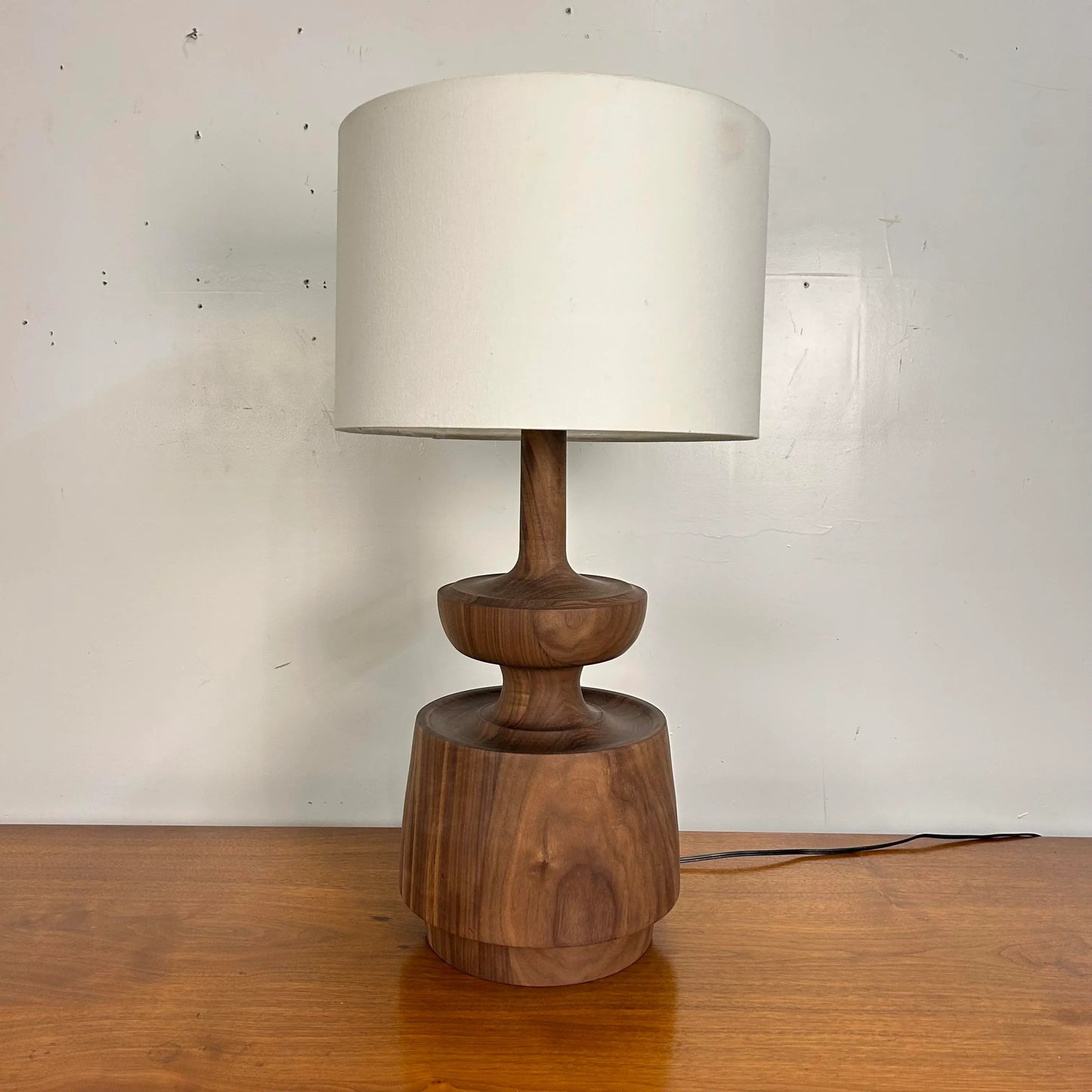 "Model D" Studio-Made Turned Walnut Table Lamp Michael Rozell