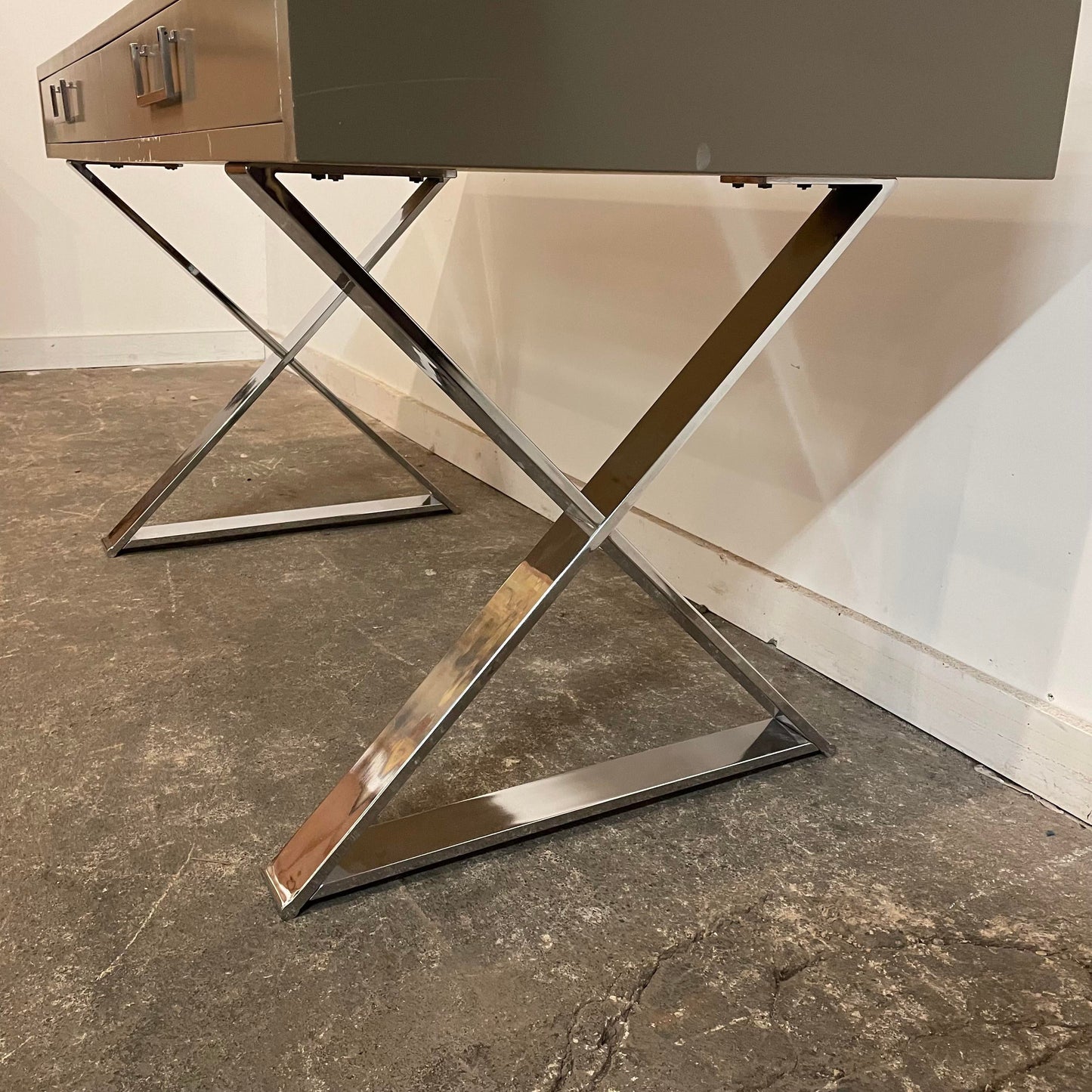 1980s Postmodern Chrome X Base Desk