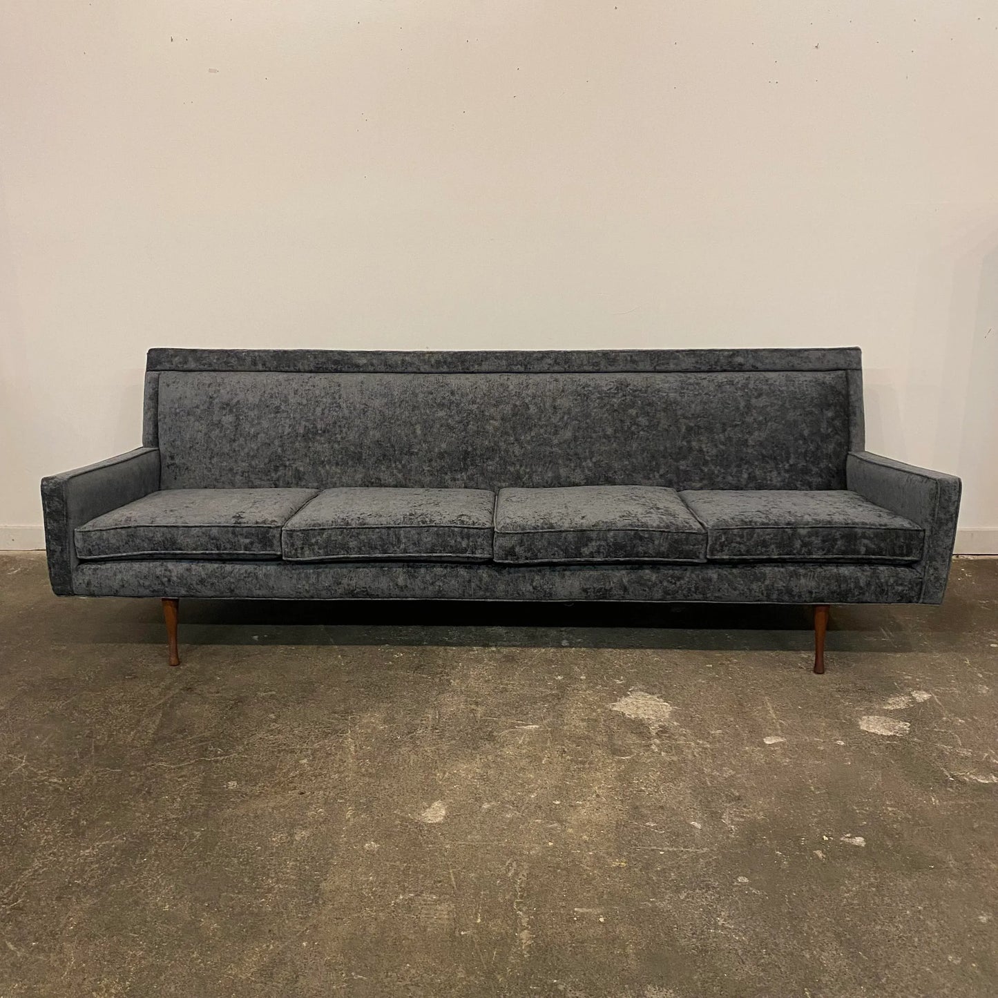 Reupholstered Mid 20th Century Paul McCobb Sofa With Walnut Legs Crypton Fabric