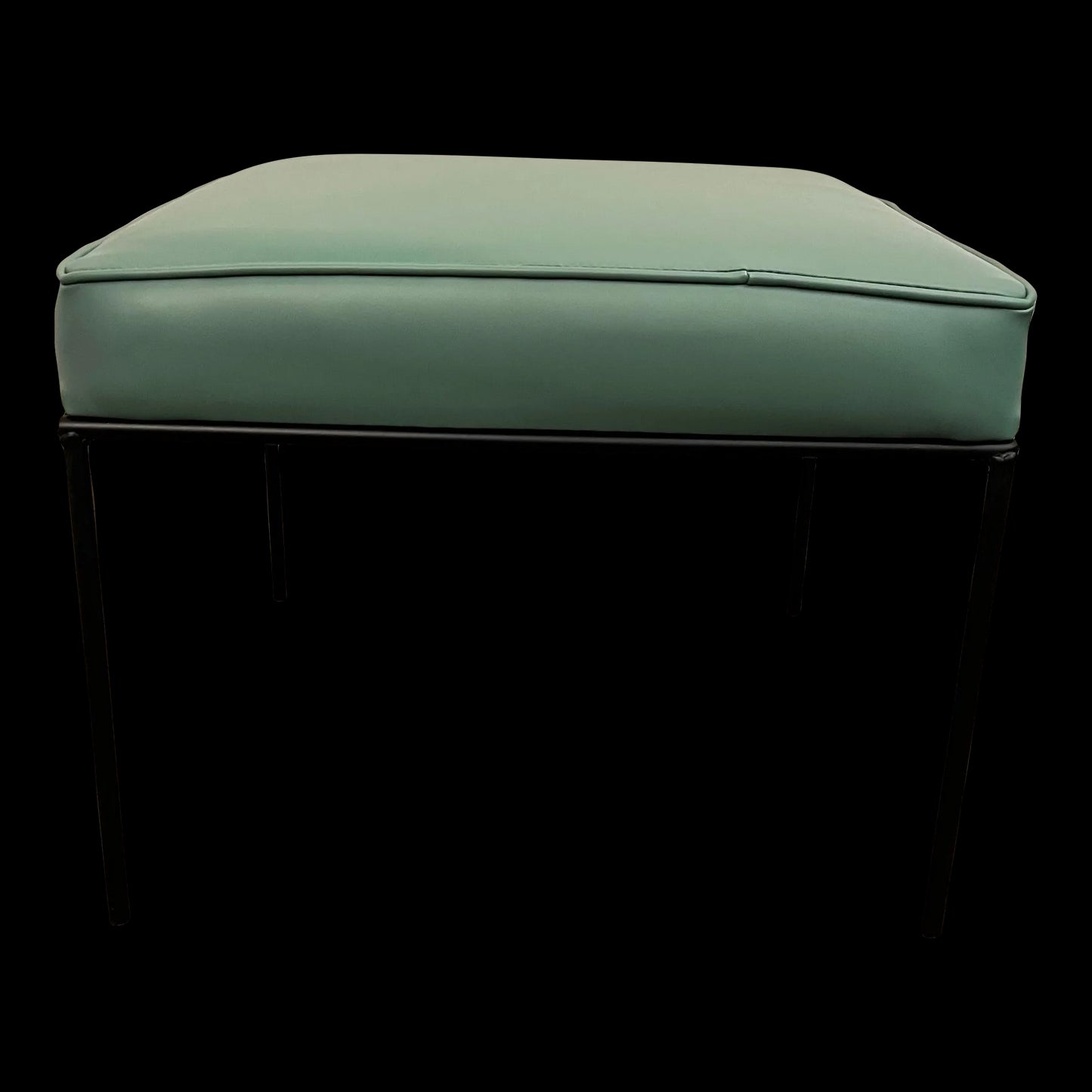 Paul McCobb Style Ottoman Teal Leatherette Vinyl