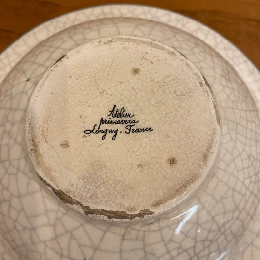 French Art Deco Bowl by Atelier Primevera Longwy France Pottery
