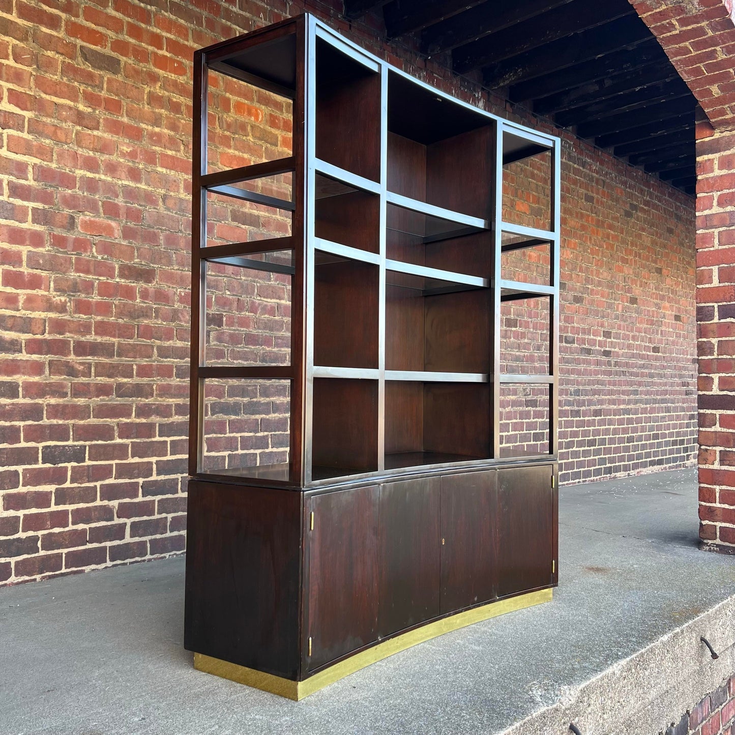 Edward Wormley for Dunbar Display Wall Unit Shelving Glass Brass