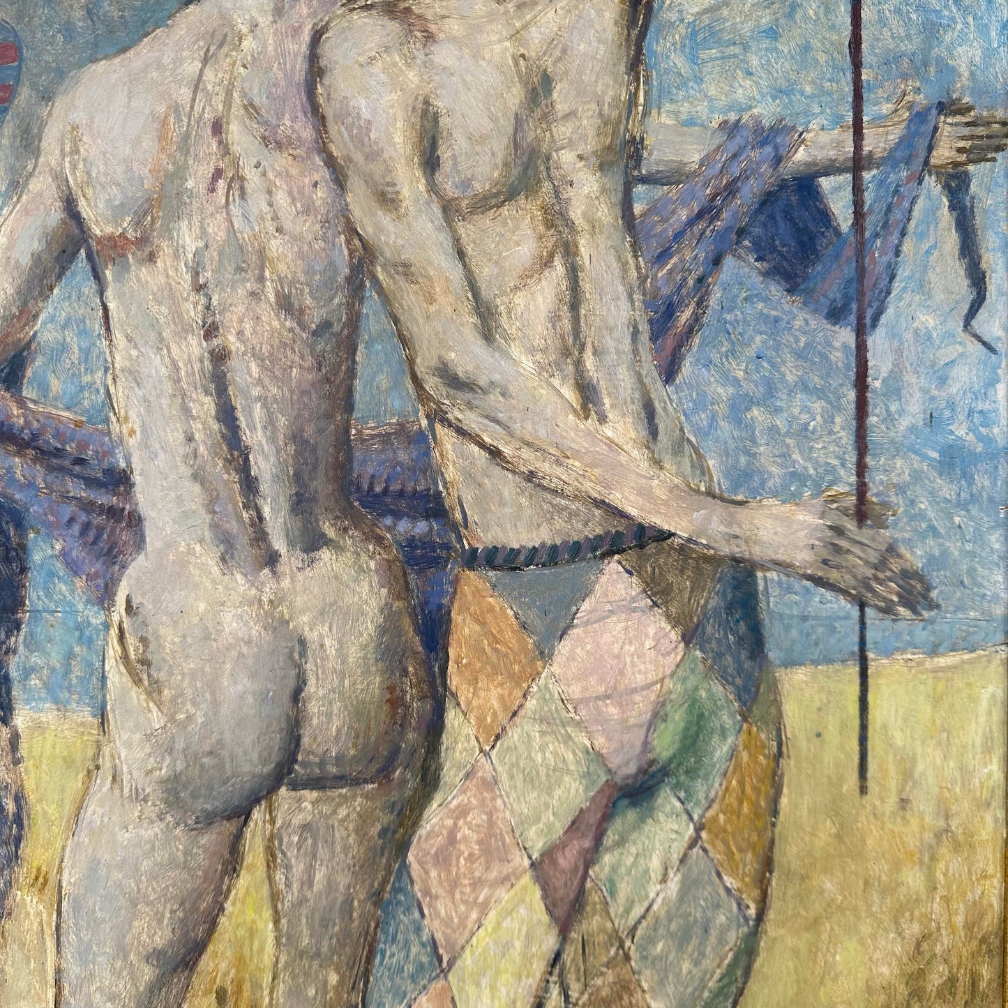 Mid-Century Modern Figure Painting by Robert C. Brisley Style of Picasso