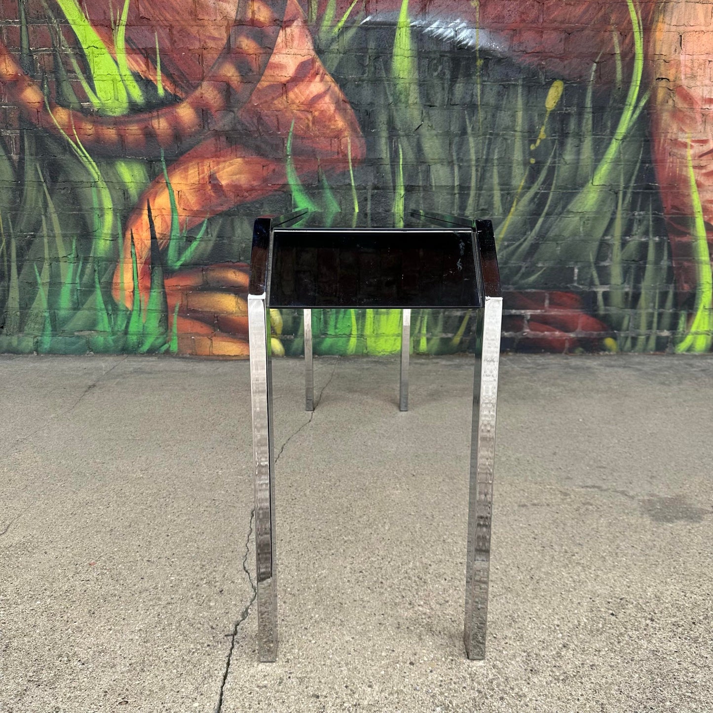 Chrome and Smoke Mirrored Console Table Style of Milo Baughman