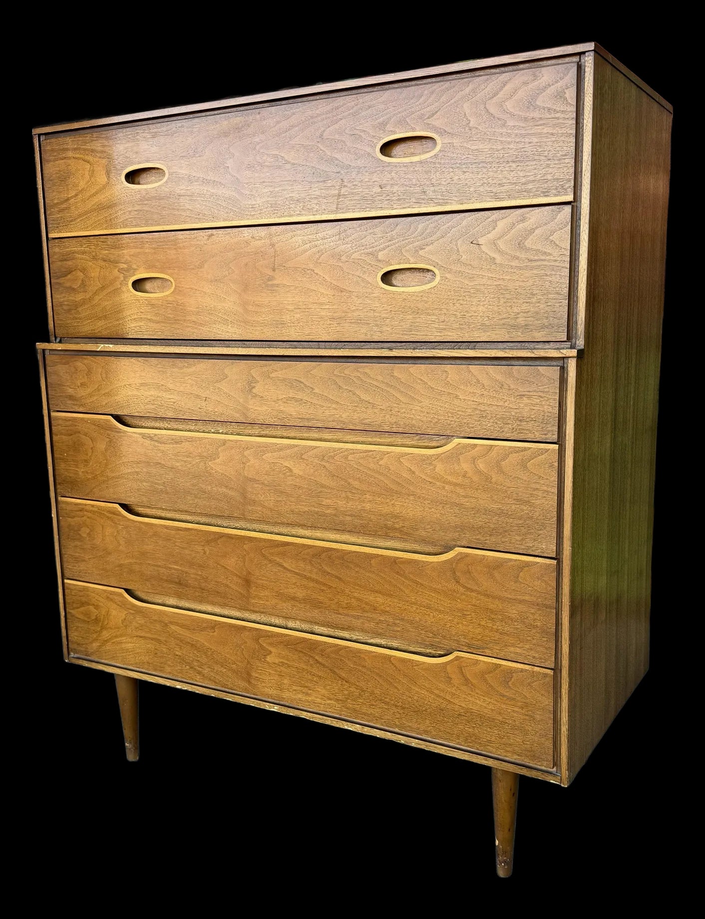 Unique Mid Century Modern Tall Wood Dresser