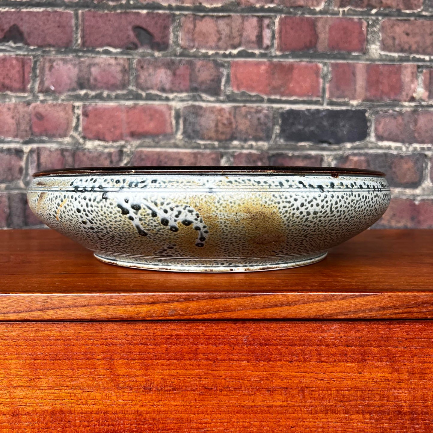 Stunning Ivory and Blue Ceramic Serving Bowl