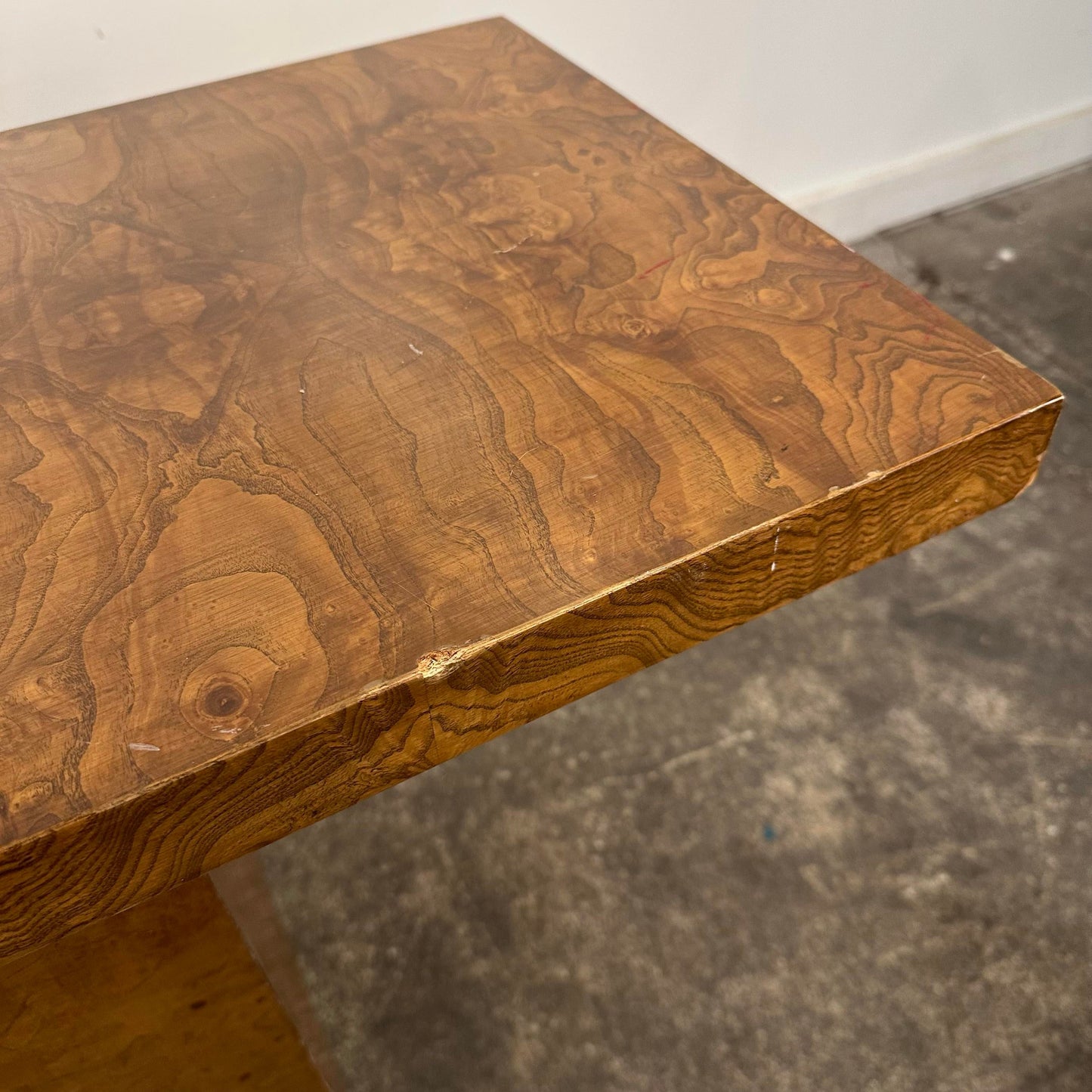 Burlwood and Brass Sofa Table Console Table