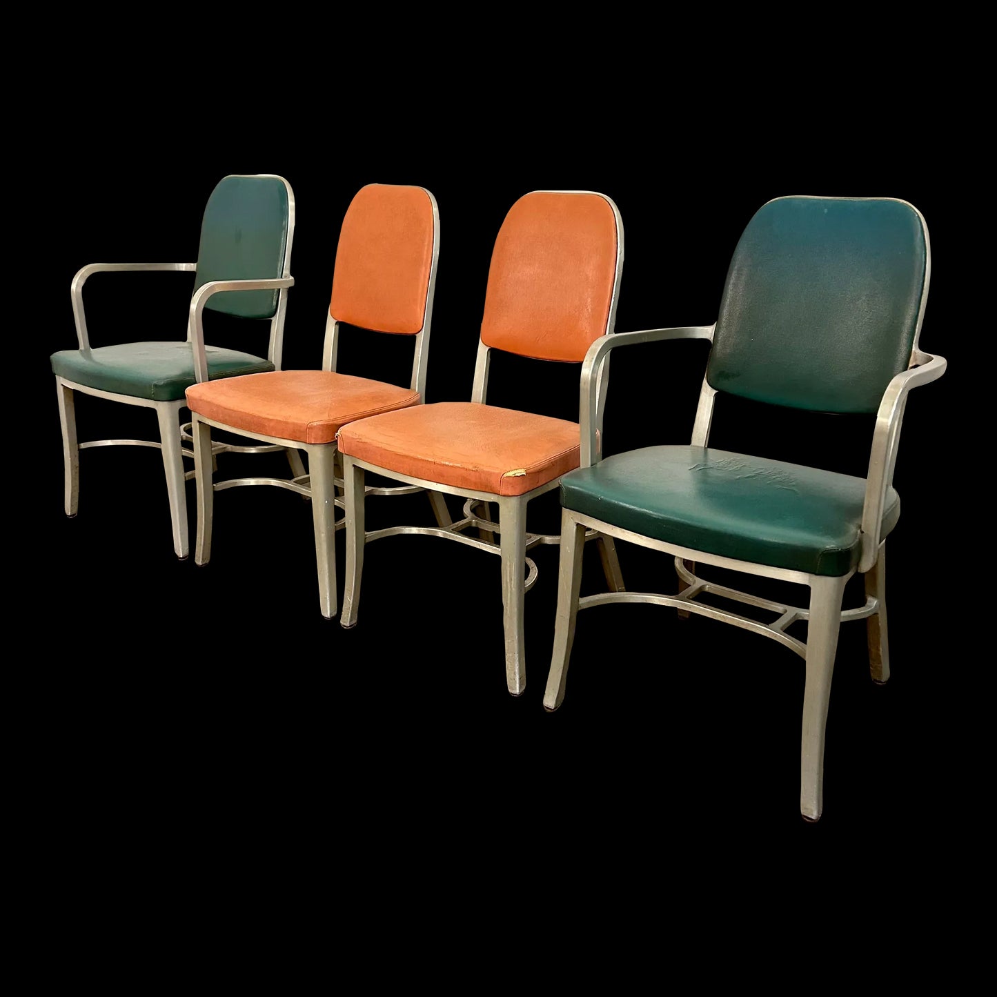 Set of 4 Rare Design GoodForm Aluminum Chairs Industrial Art Deco